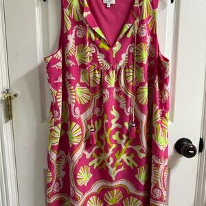 Crown & Ivy Pink and Green Patterned Dress